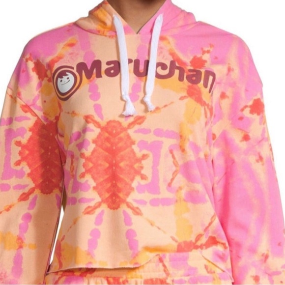 Maruchan Pink & Orange Tie-Dye Crop Top Hoodie XS - Picture 1 of 6